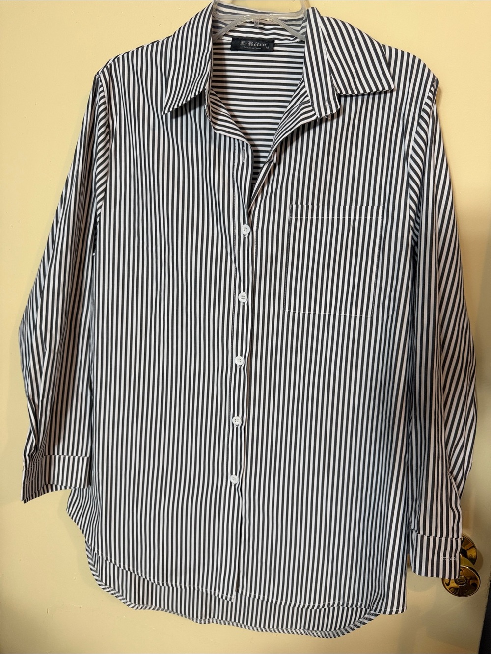Etro Black and White Striped Button-Down Shirt